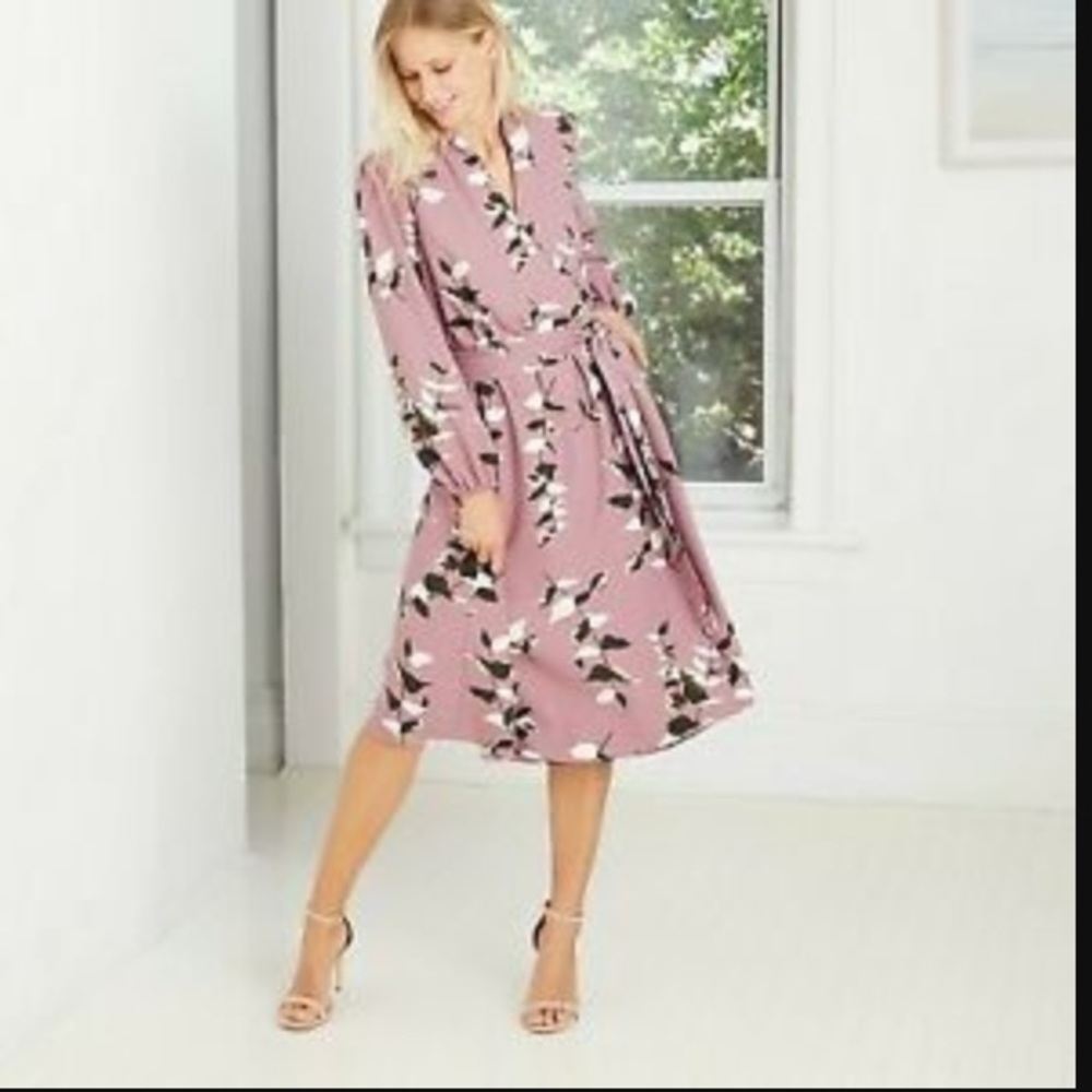 SALE! NWT Women’s Floral Print Long Sleeve Tie-waist Dress- A New Day